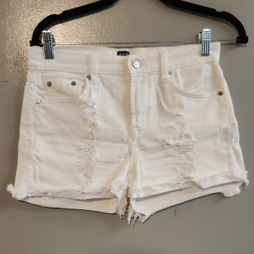 GAP White Frayed Jean Shorts, 25R